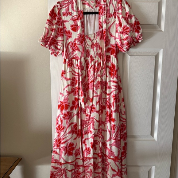 NWOT Entro Red and Pink Floral Maxi Dress - Picture 2 of 2